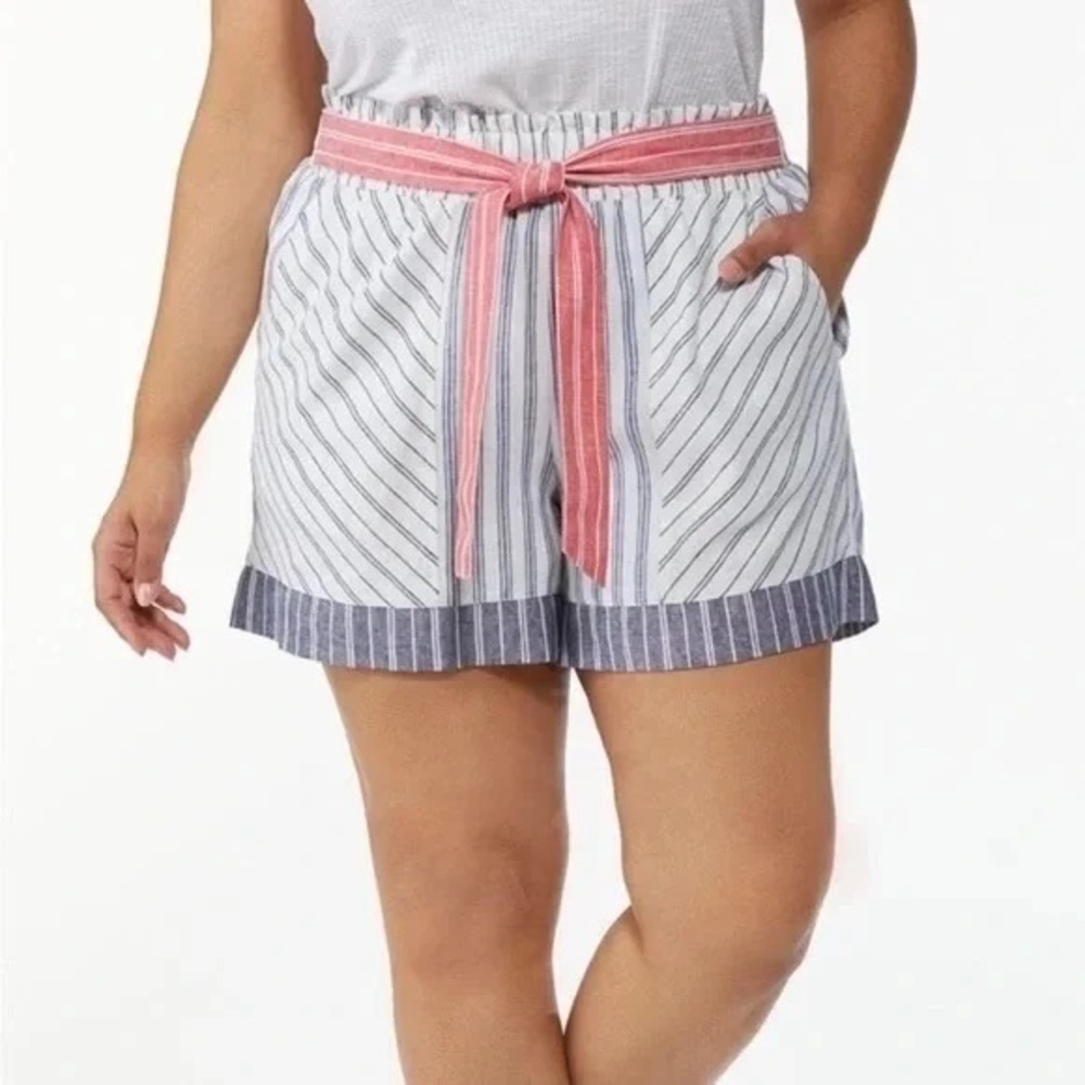 ❄️ Cato | Plus Size Mixed Stripe Linen Shorts Various Sizes Available.